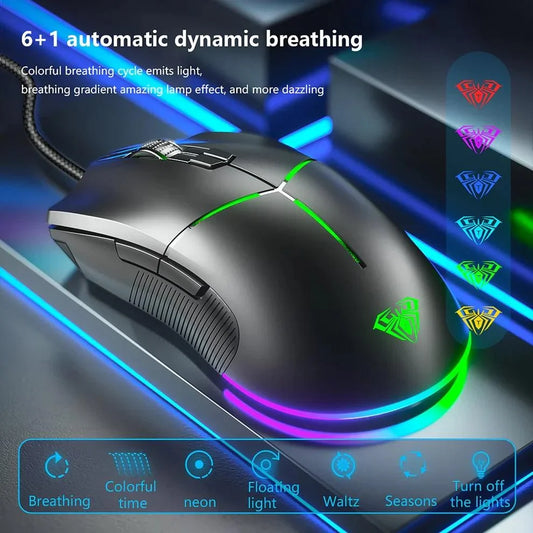 AULA F820 Wired RGB Gaming Mouse