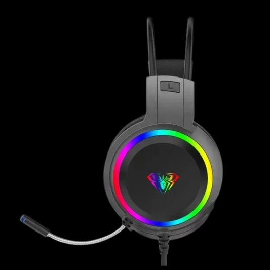 AULA S608 RGB Wired Gaming Headset With Adjustable Mic (Black)