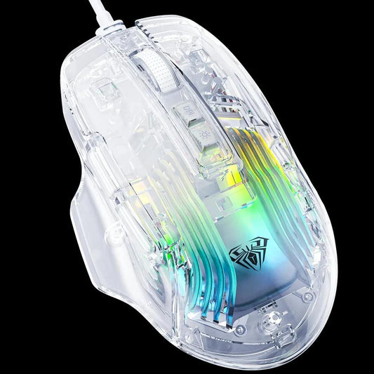 Aula S80 Transparent Wired Gaming Mouse (White) Regular